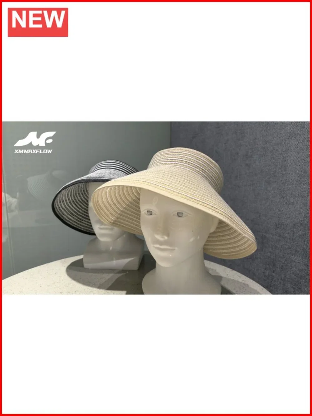 Wide Brim Paper Straw Sun Visor Hat UPF 50+ Foldable Adjustable
